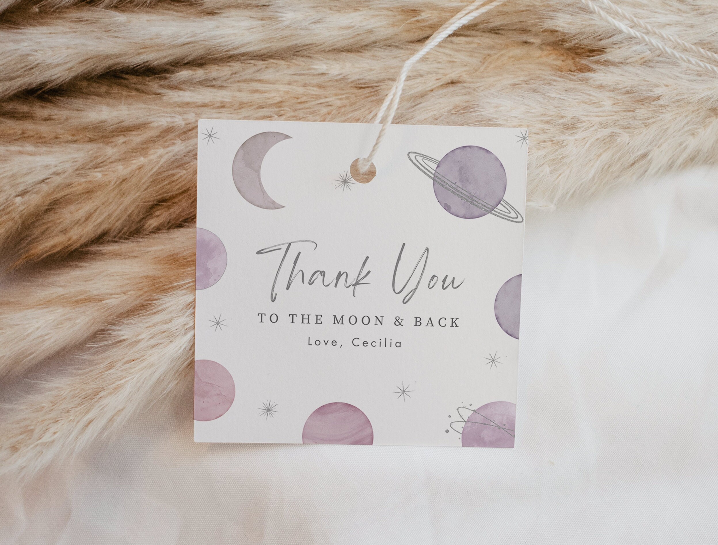 Editable Moon Thank You Favor Tag Baby Shower Gift Love You to the Moo -  Design My Party Studio
