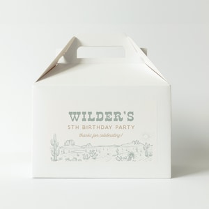 Wild West Gable Box Label Western Birthday First Rodeo Retro Western Cowboy Editable Favor Box Tag Template Printable Download, 0033