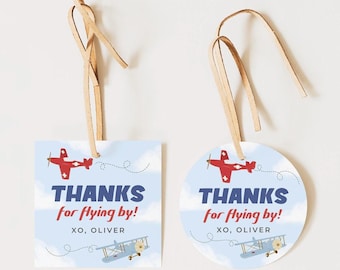 Airplane Birthday Tag Template Airplane Thank You Tag Aviation Boy 1st Birthday Tag Vintage Airplanes Printable Favor Tag Download, 0056