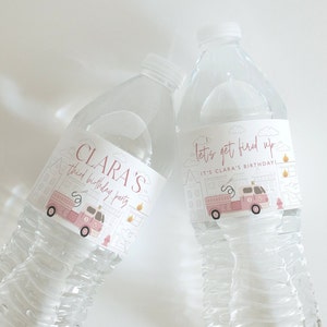 Firetruck Water Bottle Label Editable Girl Firefighter Birthday Party Bottle Label Trucks Printable Label Template Instant Download, 0026