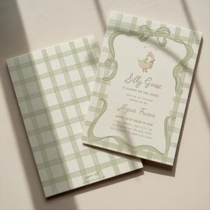 Goose Baby Shower Invitation Silly Goose Baby Shower Gender Neutral Shower Template Whimsy Bow Vintage Mother Goose Invite Printable, 0094