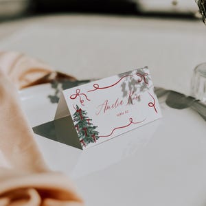 Carte de vœux pour les fêtes Modèle d'étiquette alimentaire pour arbre de Noël modifiable Étiquette pour nom de fête des fêtes modifiable Cartes de lieu imprimables en téléchargement immédiat, 0062