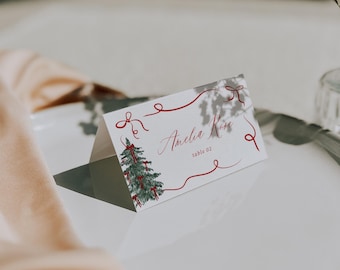 Urlaub Tischkarte Weihnachtsbaum Lebensmittel Etikett Vorlage Bearbeitbare Urlaub Party Namen Tag Druckbare Tischkarten Sofortiger Download, 0062