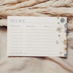 Carte de recette nuptiale de douche, douche nuptiale amour en fleurs, carte de demande de recette, douche nuptiale minimaliste, modèle de carte imprimable, 0022