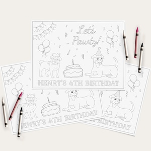 Dog Birthday Coloring Page Puppy Party Activity Sheet Modern Dog Pawty Printable Coloring Page Editable Template Download, 0025