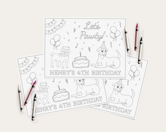 Dog Birthday Coloring Page Puppy Party Activity Sheet Modern Dog Pawty Printable Coloring Page Editable Template Download, 0025