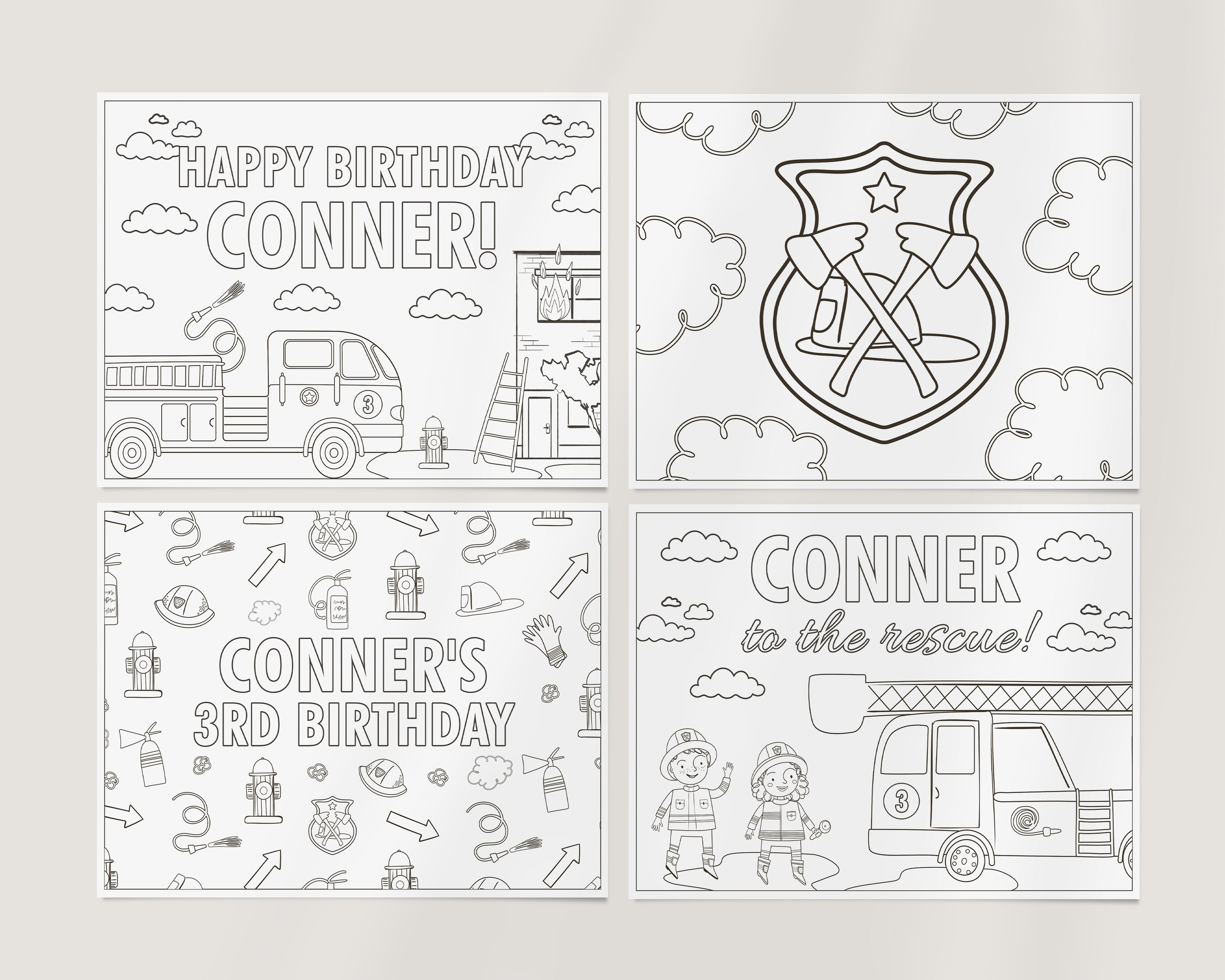 Birthday Coloring Pages Activity Firetruck Birthday Party Coloring Page ...