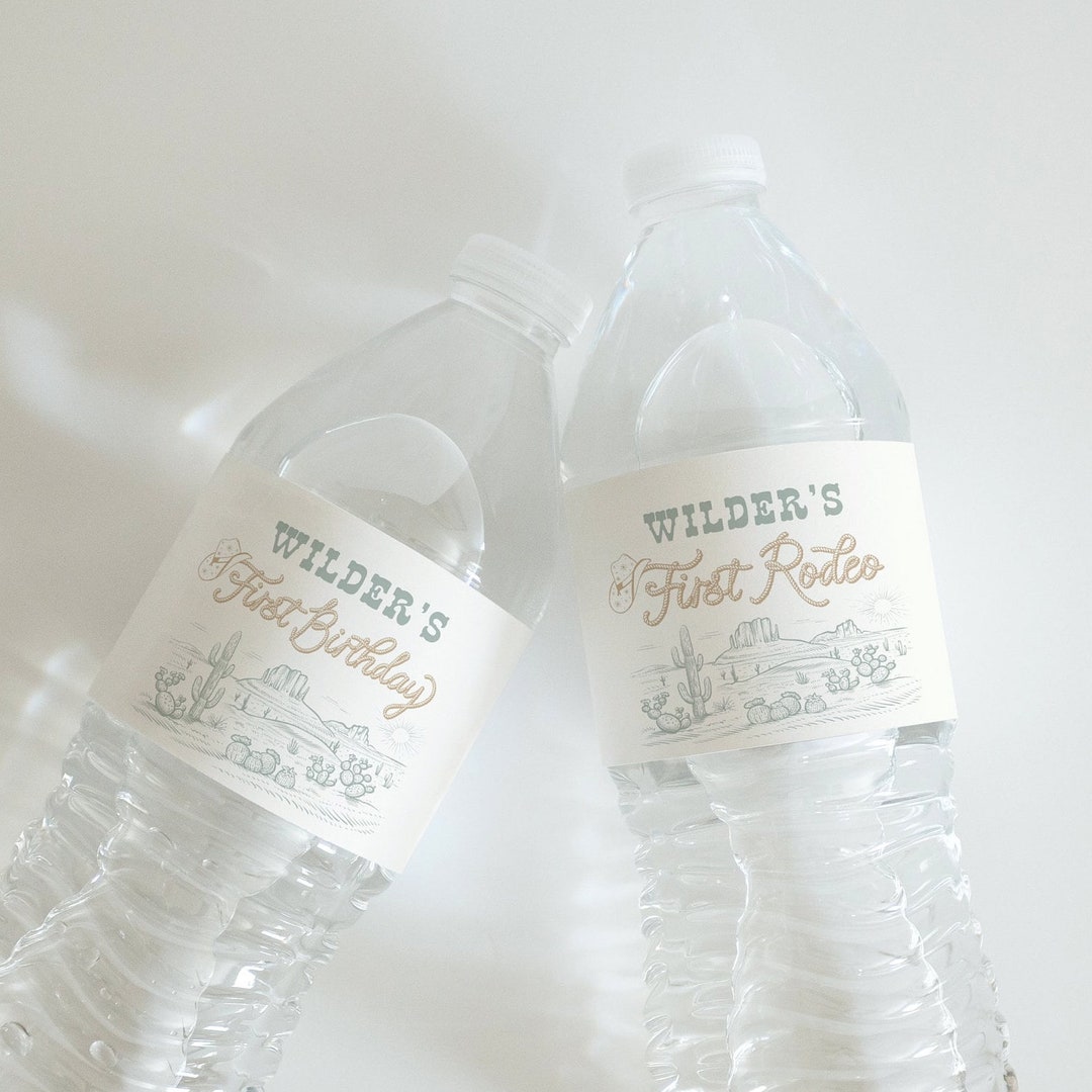 First Rodeo Water Bottle Label Western Birthday Wild West 1st Rodeo ...