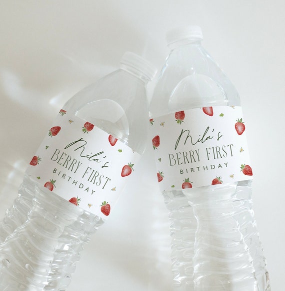 Berry Birthday Water Bottle Label, Berry First Party Decorations, Printable Bottle Label Template, Berry Birthday Instant Download, 0013
