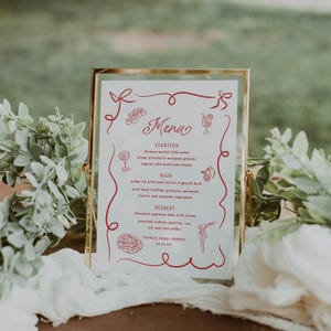 That&#39;s Amore Menu Template Hand Drawn Italian Bridal Shower Menu Editable Tomato Rehearsal Dinner Menu Printable Cin Cin Bar Sign, 0102