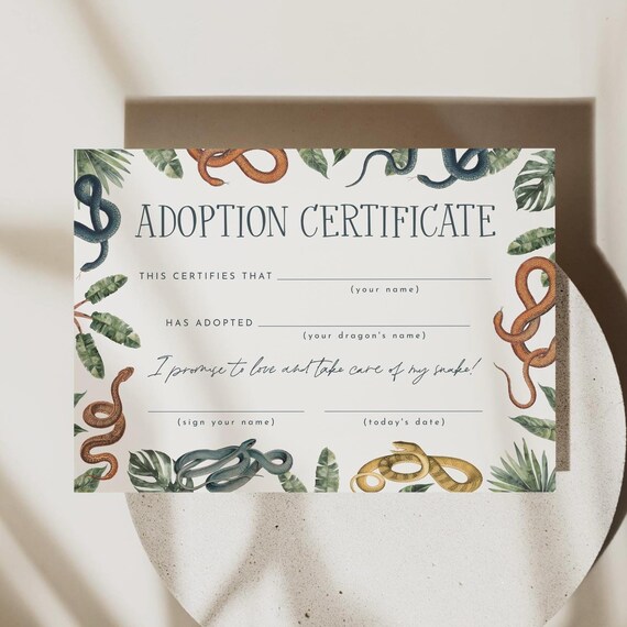 Reptile Rescue Form Adoption Card Templates
