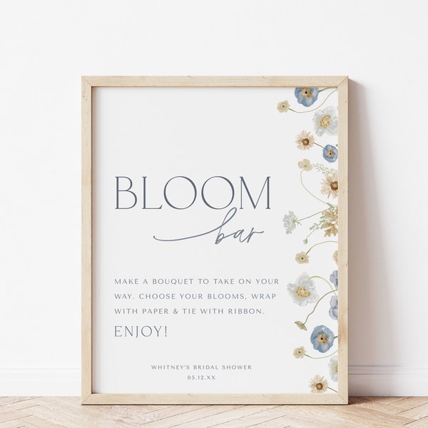 Flower Bar Sign, Bloom Bar Sign, Bridal Shower Editable Sign, Love in Bloom, Baby in Bloom, Boho Shower Table Sign, Printable Template, 0022