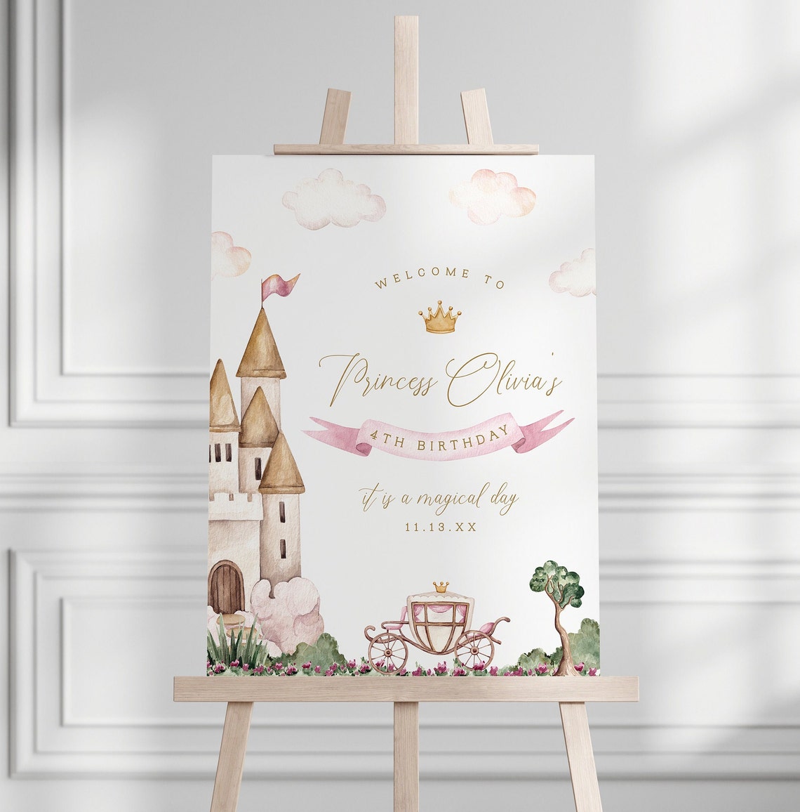 Princess Welcome Sign Princess Birthday Party Magical Fairy Tale Party ...