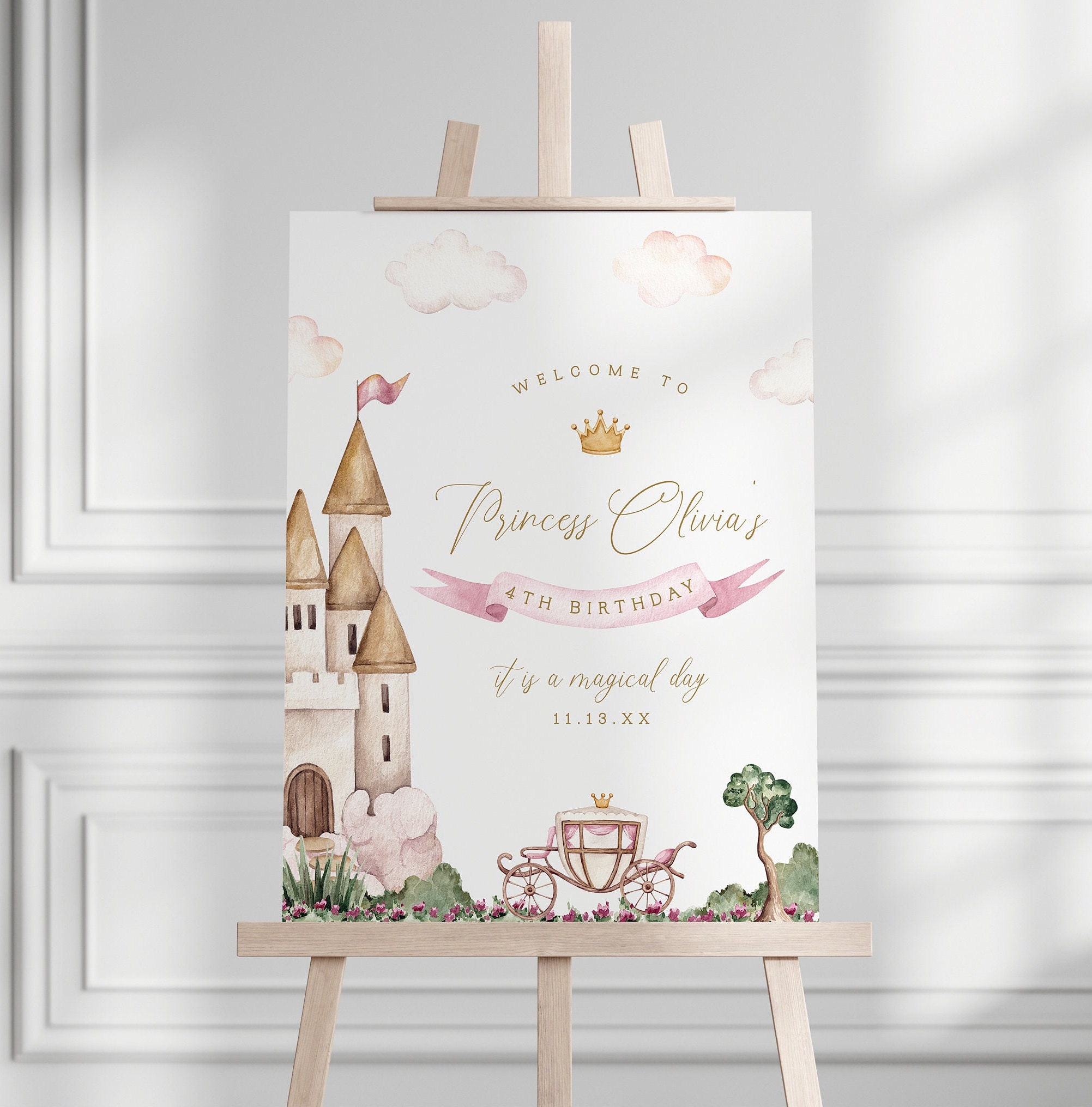 Princess Welcome Sign Princess Birthday Party Magical Fairy Tale Party ...