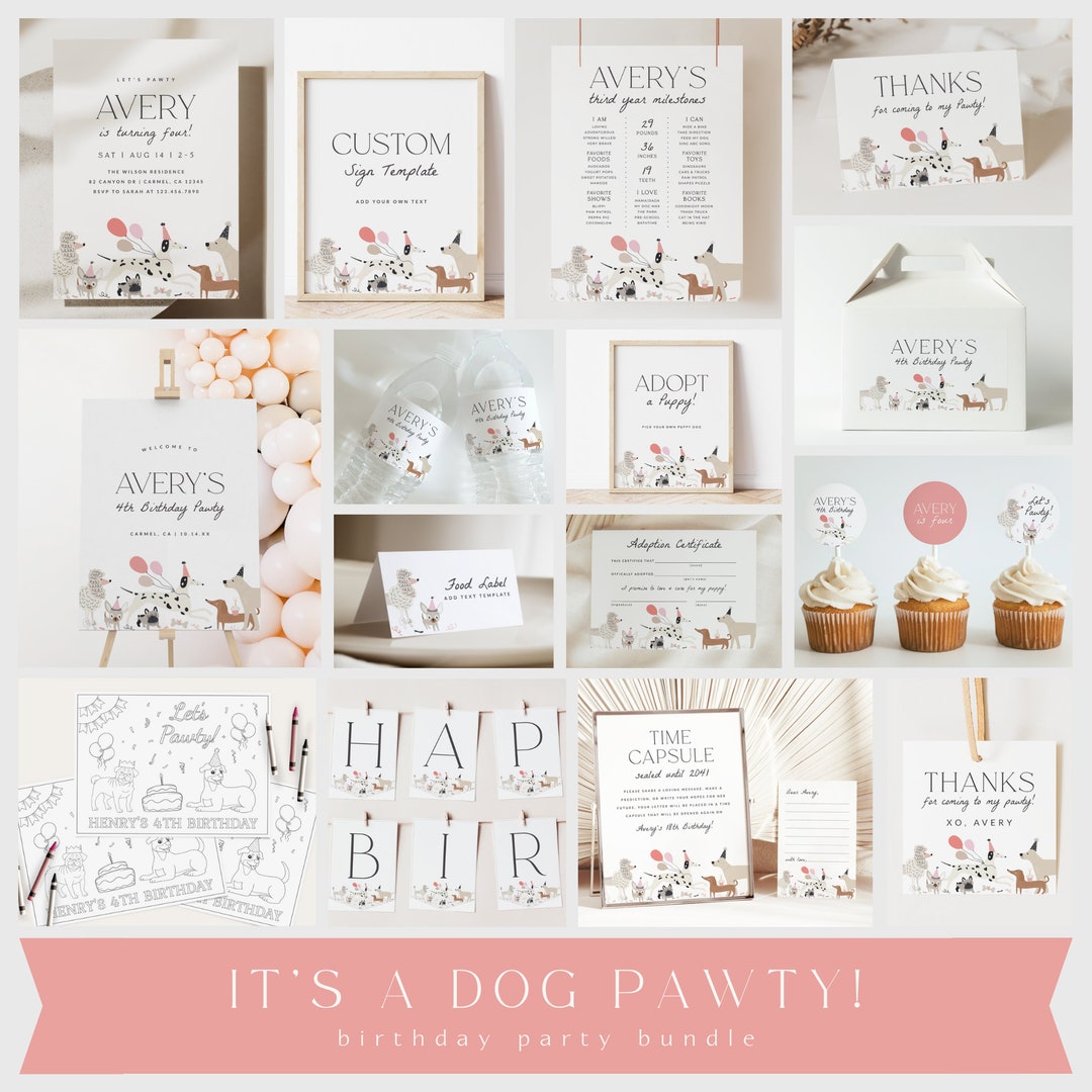 Dog Birthday Party Bundle Puppy Pawty Bundle Dog Party Package DIY ...