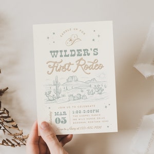 First Rodeo Invite Digital Download Cowboy Birthday Invitation Boy Wild West 1st Rodeo Retro Western Editable Template Printable, 0033