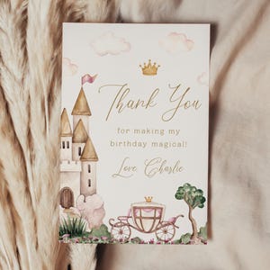 Prinzessin Danke Kartenvorlage Magische Märchen Party Magisches Schloss Geburtstag Gunsten Karte Bearbeitbar Prinzessin Card Template Printable, 0028