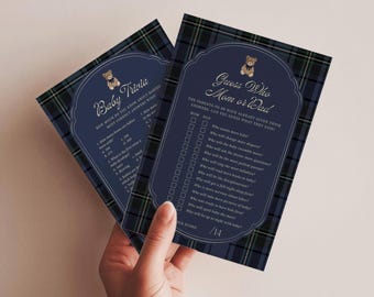 Bear Baby Shower Games Preppy Teddy Polo Tartan Plaid Vintage Ralph Inspired Printable Template Digital Download, 0122