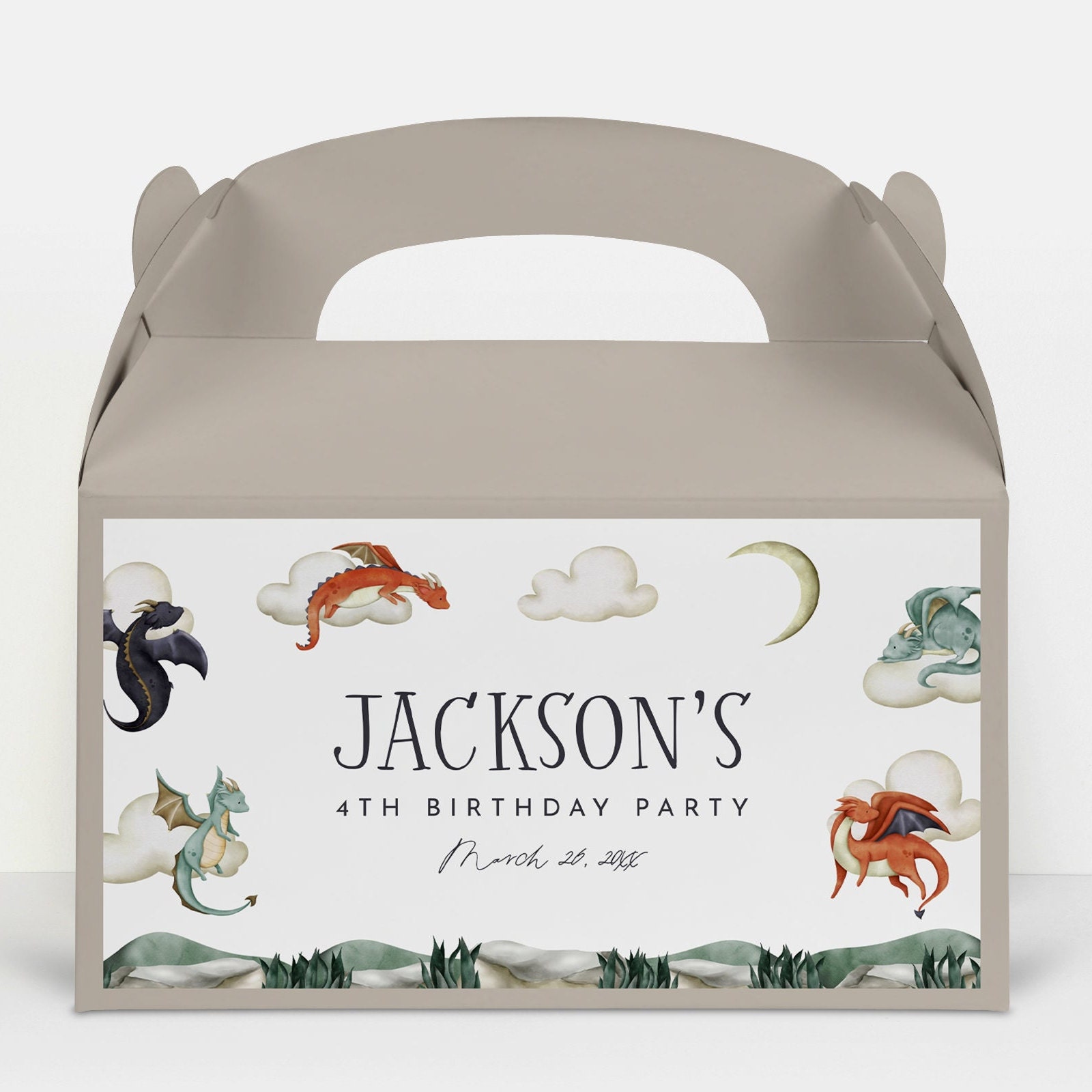 Dragon Birthday Party Editable Bottle Label Template Flying Dragons ...