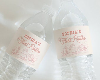 First Rodeo Water Bottle Label Western Birthday Wild West 1st Rodeo Retro Western Cowgirl Editable Label Template Printable Download, 0027
