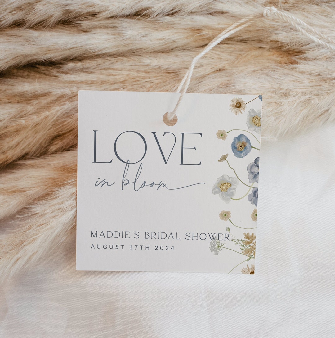 Love in Bloom Favor Tag, Minimalist Bridal Shower Tag, in Bloom Gift ...