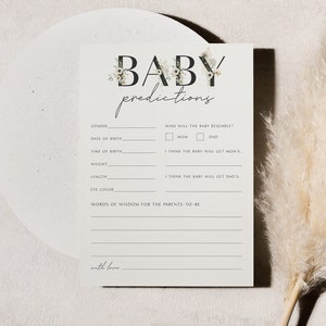 Juegos de Baby Shower, Tarjeta de Predicciones de Bebé, Baby in Bloom Shower, Plantilla de Juego de Baby Shower, Descarga Imprimible, In Bloom Shower Games, 0008