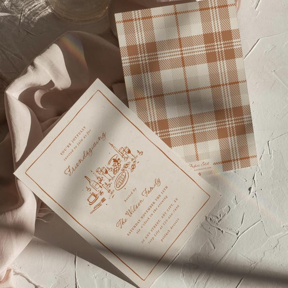 Friendsgiving Invitation Template Fall Dinner Party Invite Hand Drawn Potluck Dinner Digital Invitation Editable Thanksgiving Printable 0068
