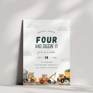 Construction Trucks Birthday Invitation Diggin It Construction Invite Construction Printable Invitation Template Dump Everything Party, 0005 image 3