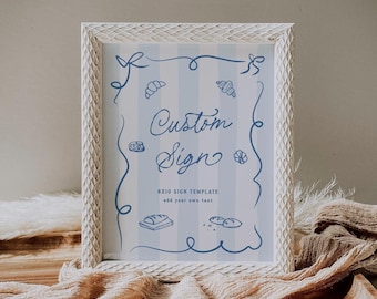 Modèle de plaque personnalisée sur le thème de la boulangerie, modèle modifiable pour baby shower, amour nuptiale, brassage, affiche à télécharger imprimable, 0117