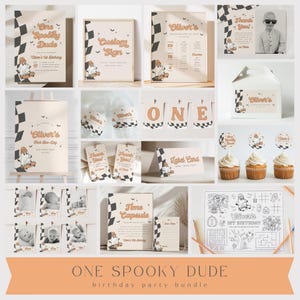 Halloween Geburtstag Bundle Ein Spooky Dude Erster Geburtstag Einladung Vorlage Skateboard Ghost Party Pack Bearbeitbare Vorlage Download, 0054