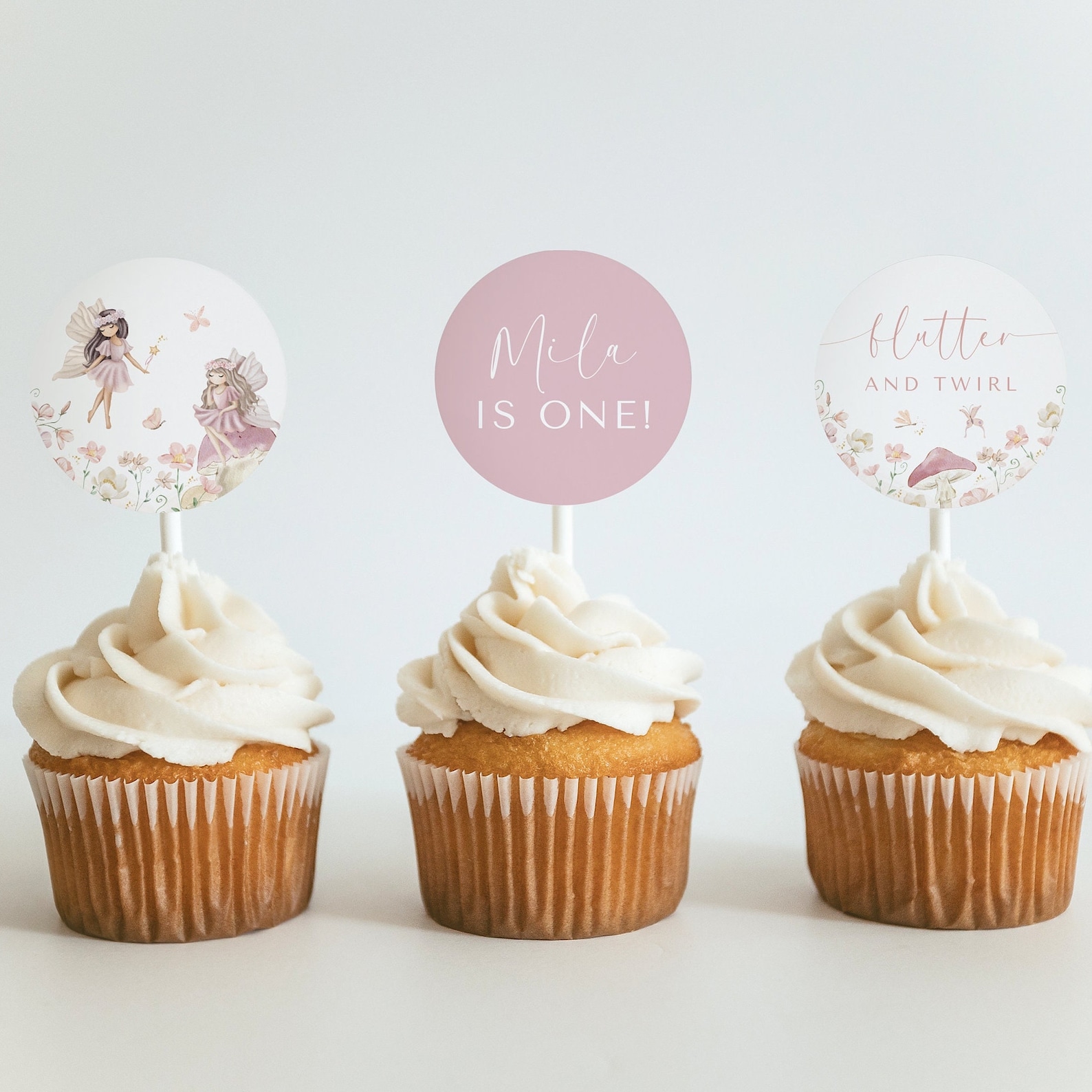 Fairy Cupcake Toppers Fairy First Birthday Enchanted Garden Fairies ...