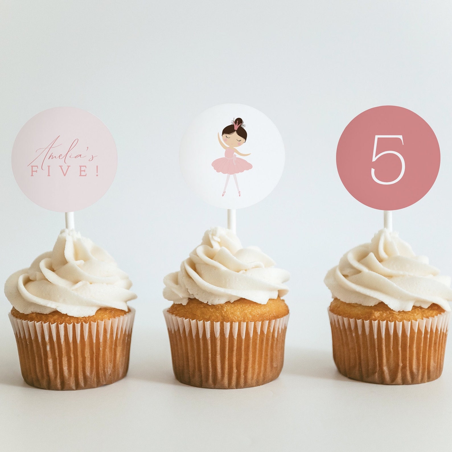 Ballerina Birthday Cupcake Toppers, Editable Cupcake Toppers, DIY Party ...
