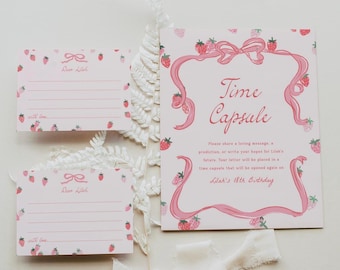 Berry Time Capsule Sign Berry First Birthday Time Capsule Note Card Berry 8x10 Table Sign Strawberry Decoration Printable Template, 0087