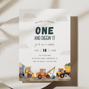 Construction Trucks Birthday Invitation Diggin It Construction Invite Construction Printable Invitation Template Dump Everything Party, 0005 image 5