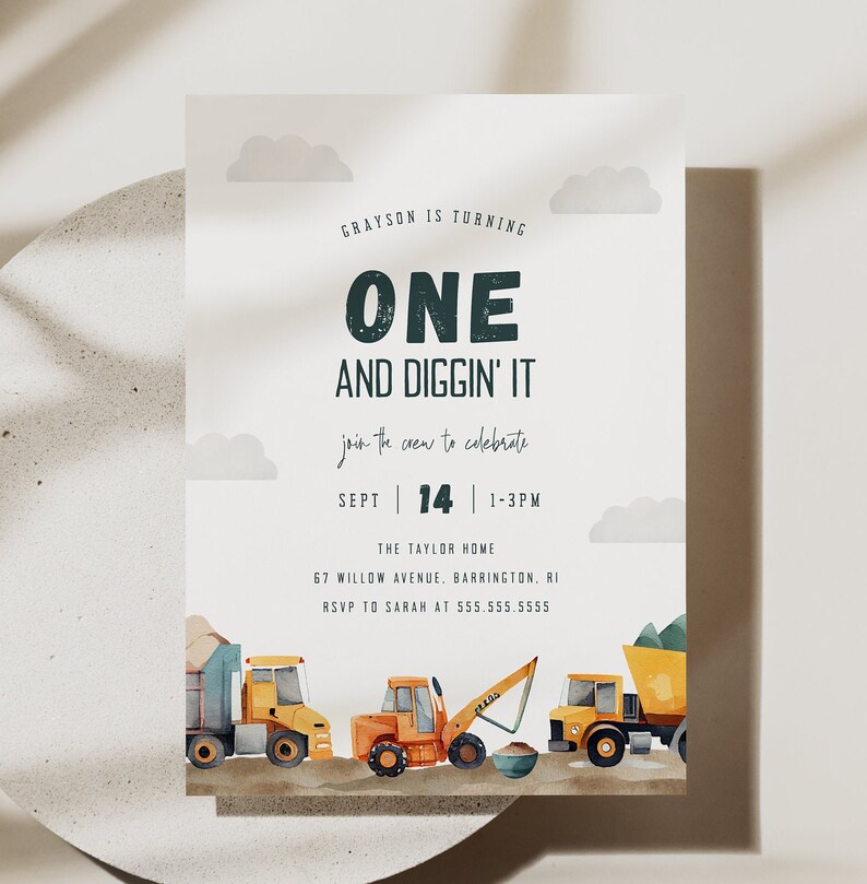 Construction Trucks Birthday Invitation Diggin It Construction Invite Construction Printable Invitation Template Dump Everything Party, 0005 image 5