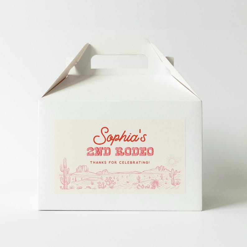 Pink Rodeo Theme Gable Box Rodeo Gable Box Label Western Birthday Favor Box Tag Wild West Retro ...