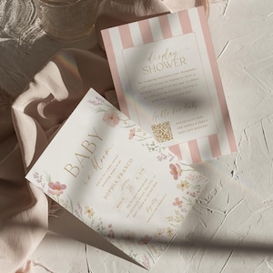 Baby in Bloom Invitation Pink Floral Baby Shower Invitation Template Editable In Bloom Flowers Printable Invitation Digital Invite, 0085 image 2