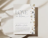 Bridal Shower Invitation Love in Bloom Modern Floral Invite Minimalist Shower Invite Printable Invitation Template Customizable, 0022