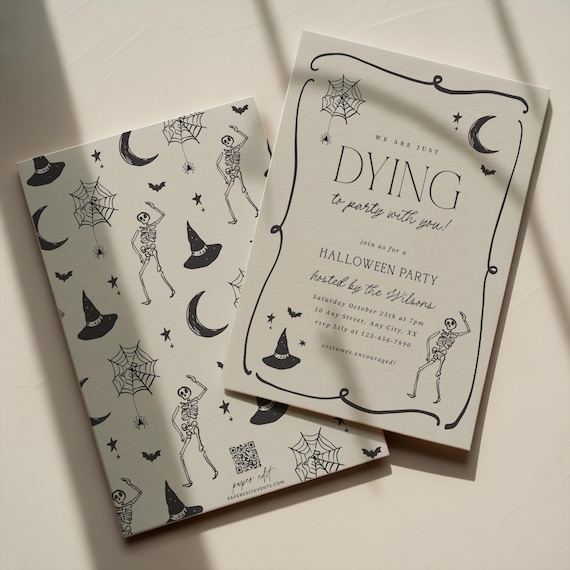 Halloween Party Invitation Template Editable Hand Drawn Costume Party Invitation Printable Spooky Cocktail Party Invite Send Digitally, 0113