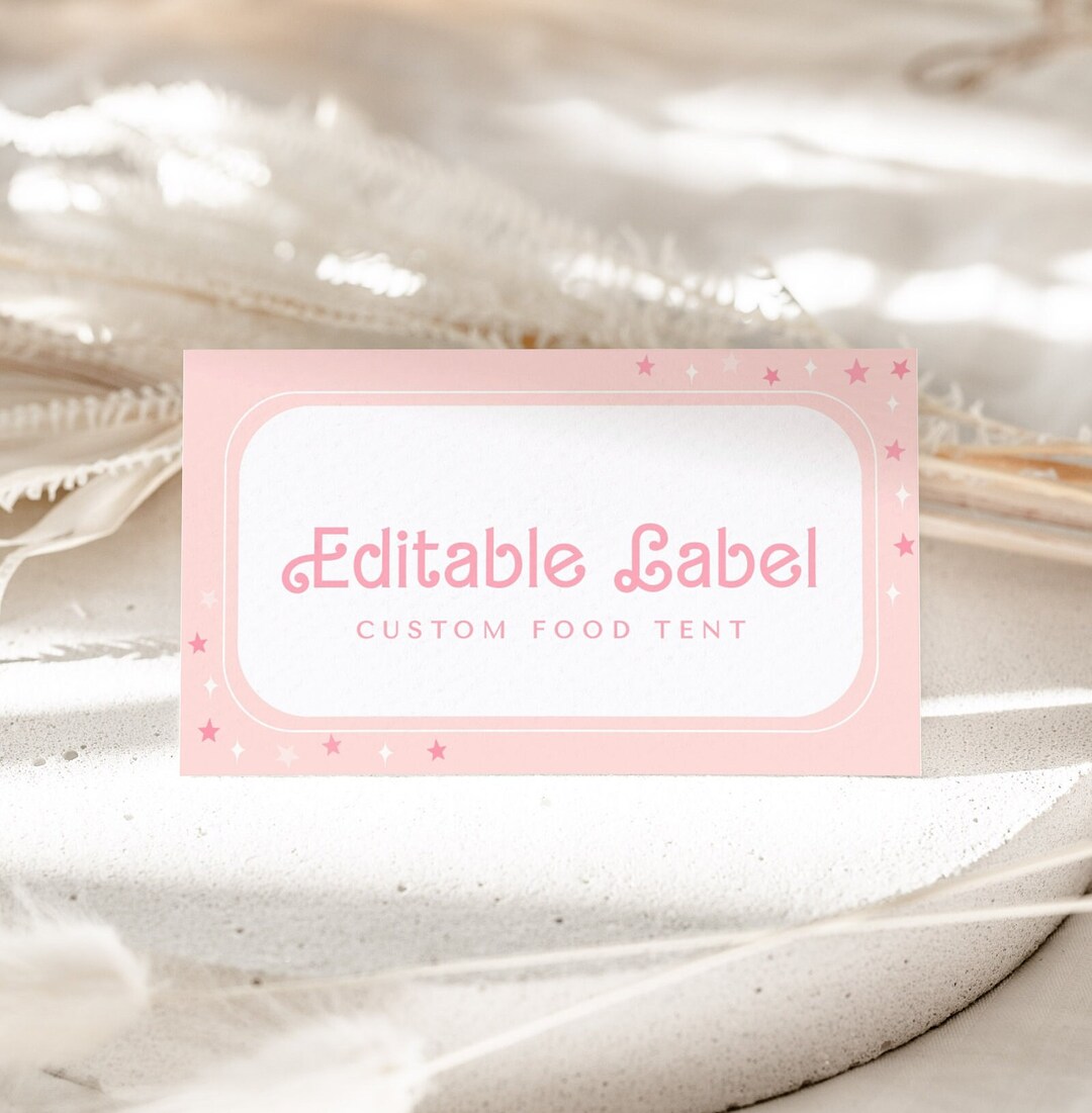 Barbie Food Label Template Barbie Birthday Party Food Tent - Etsy