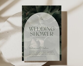 Couples Shower Modern Invitation Template, Botanical Wedding Shower Invite, Plant Shower Theme, Instant Download Template, Edit in Canva