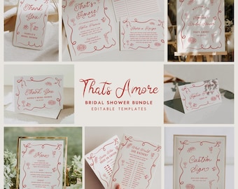 Thats Amore Bundle That's Amore Invitation Hand Drawn Italian Bridal Shower Templates Editable Invite Tomato Shower Printable Download, 0102