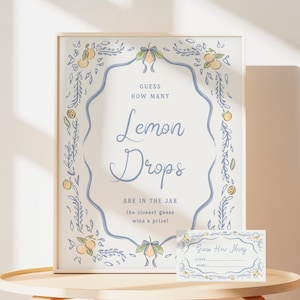 Lemon Drop Game Sign and Card Template Hand Drawn Guess the Lemon Drops ...