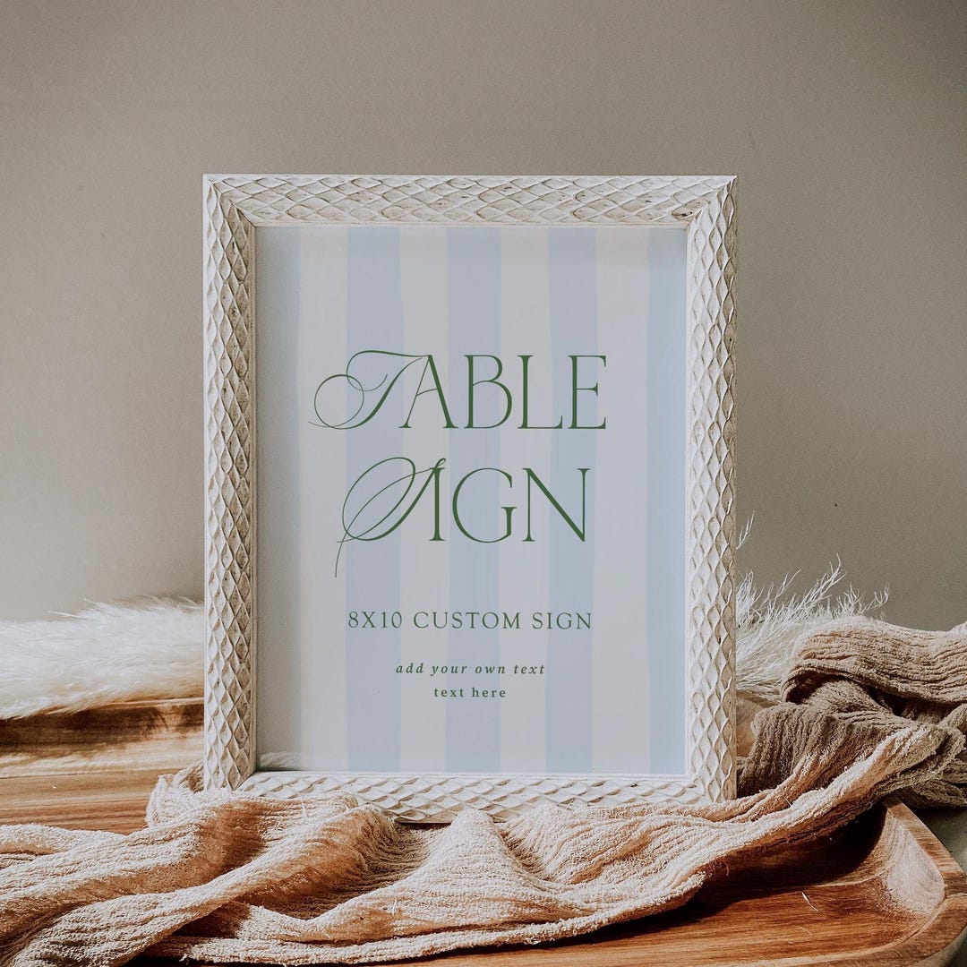 Preppy Store Sign Custom Sign Template Vintage Preppy Stripe Customizable Table Sign ...