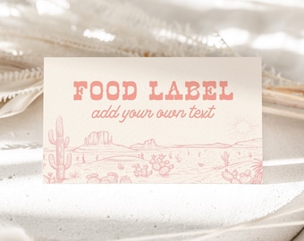 Wild West Food Label Cowgirl Birthday Party First Rodeo Place Card Retro Cowboy Editable Label Template Printable Instant Download, 0027
