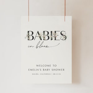 Babies in Bloom Minimalist Welcome Sign Baby Shower Sign In Bloom Welcome Sign Baby in Bloom Floral Theme Welcome Poster Edit in Corjl, 0008