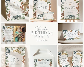 Snake Birthday Party Bundle Template Editable Snake Invitation Boy Reptile Birthday Invite Zoo Party Printable Invite Download, 0057