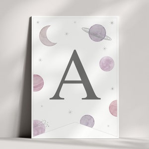 Zwei der Mond Banner Zeichen, Geburtstag Geburtstagsschild, alles Gute zum Geburtstag Zeichen, Wimpel Zeichen Galaxy Geburtstagsthema, Geburtstagsparty Dekoration, 0001