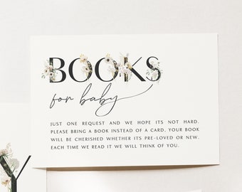 Books for Baby, Baby Shower Template, Baby in Bloom, Botanical Invite, Baby in Bloom Shower Printable Download, Minimalist Shower, 0008