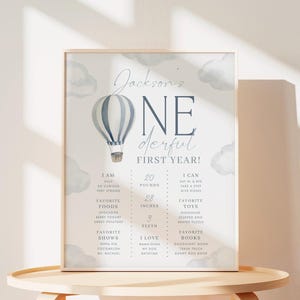 ONEderful Milestone Sign ONEderful Primo compleanno Anno Statistiche Poster 1st Birthday Milestone Board DIY Primo compleanno Modello stampabile, 0002